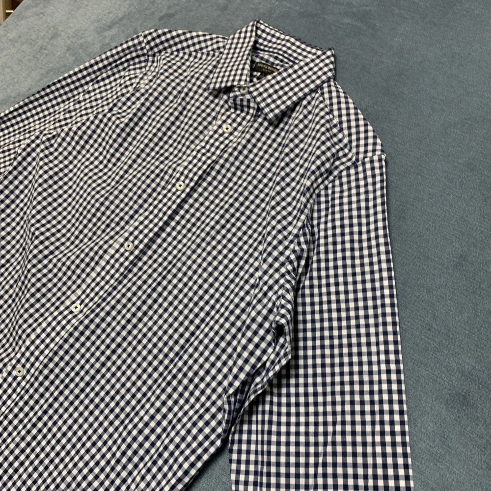 Banana Republic Slim Fit Shirt Mens Large White Black Plaid Business Button Up